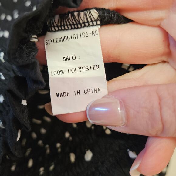 Code x Mode Black and White Polka Dot Top Size XS Ruffles Long Sleeve Y2K - Picture 5 of 8